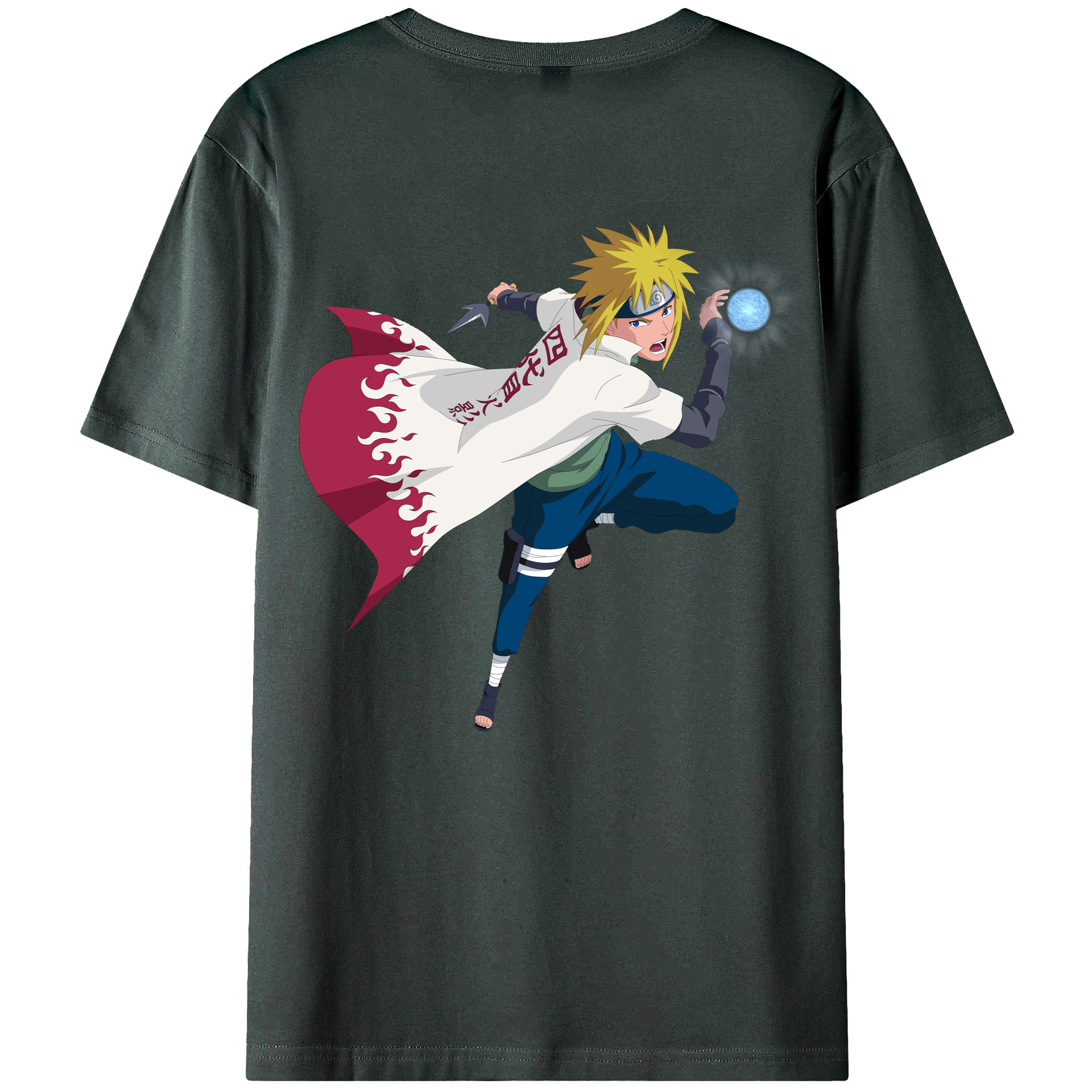（画像用） NARUTO -ナルト- 波風 ミナト Namikaze Minato 綿100％ メンズ半袖Tシャツ（バックプリント） 通気性
